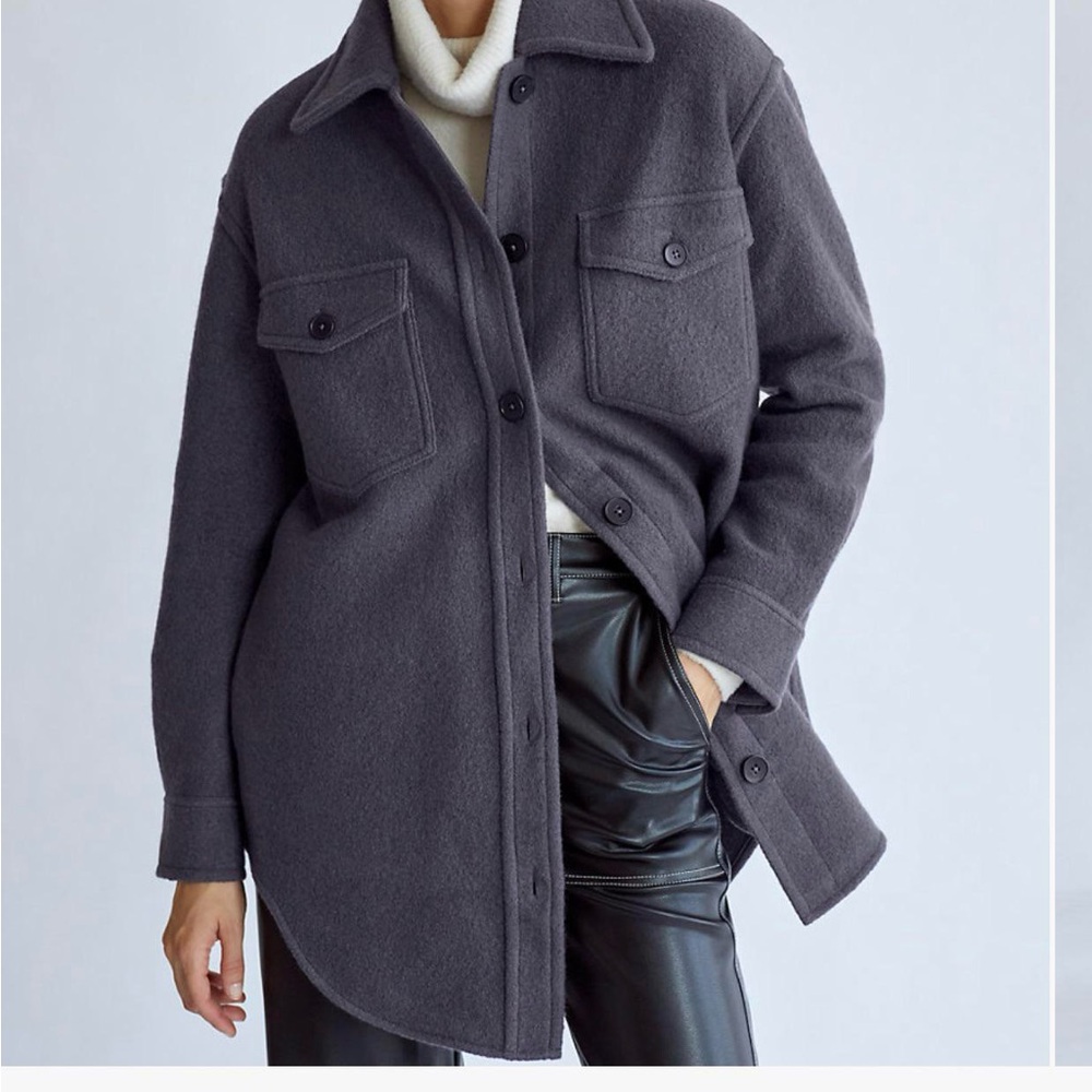 Wilfred Dark Purple Utility Jacket Oversized Wool Blend - Ganna